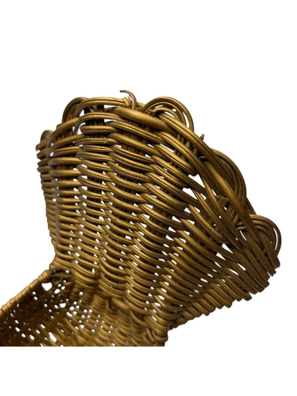 Vintage Gold Wicker Turkey Bird Basket Thanksgiving Fall Harvest Decor Centerpie